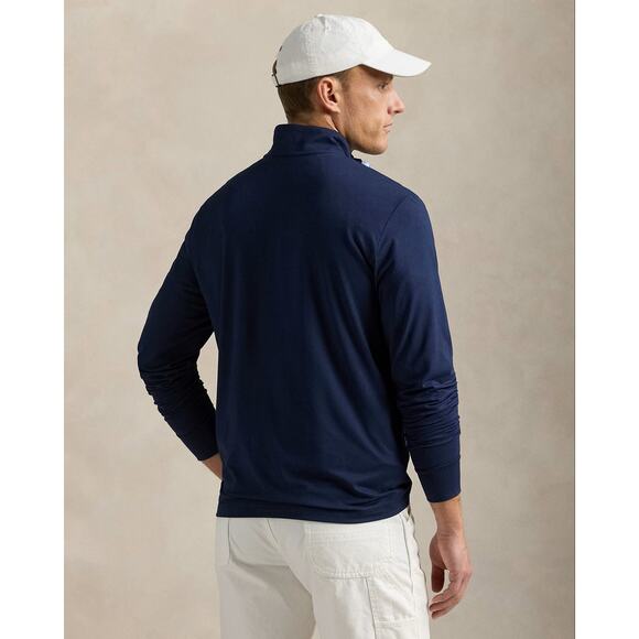 Ralph Lauren Polo Performance Jersey Quarter-Zip Pullover in Navy Blue Medium - Picture 4 of 7